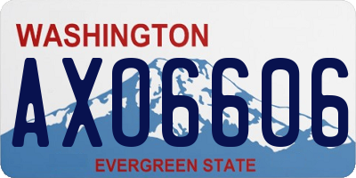 WA license plate AXO6606