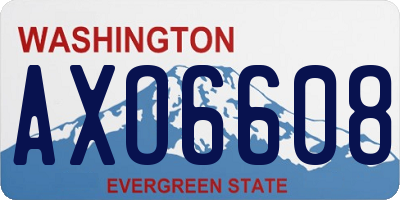 WA license plate AXO6608