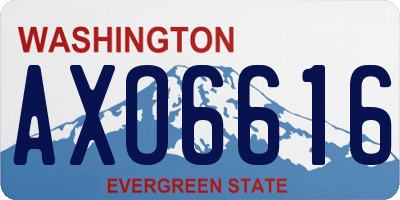 WA license plate AXO6616