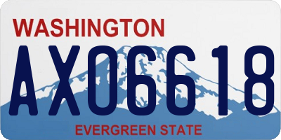WA license plate AXO6618