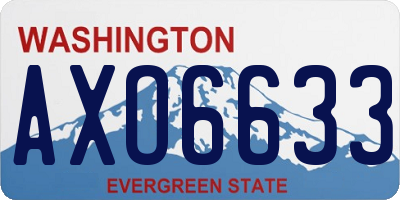 WA license plate AXO6633