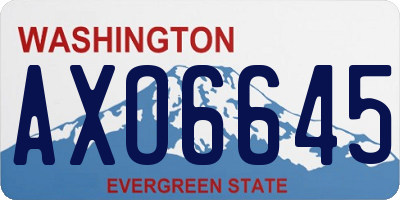 WA license plate AXO6645