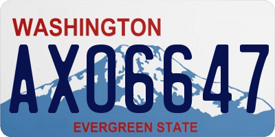 WA license plate AXO6647