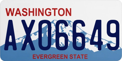 WA license plate AXO6649