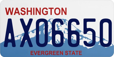 WA license plate AXO6650