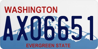 WA license plate AXO6651