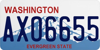 WA license plate AXO6655