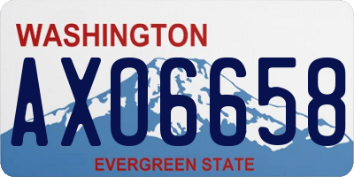 WA license plate AXO6658
