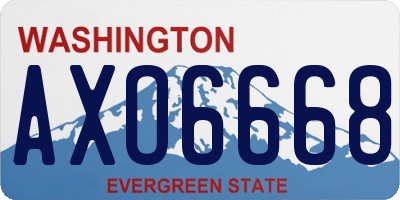 WA license plate AXO6668
