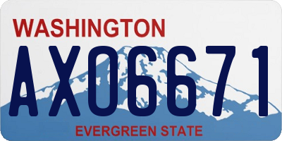 WA license plate AXO6671