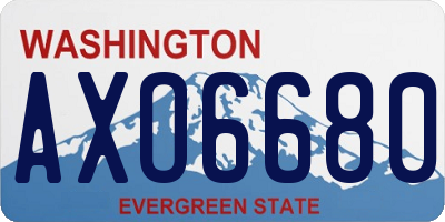 WA license plate AXO6680