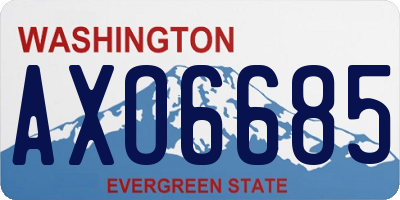 WA license plate AXO6685