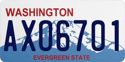 WA license plate AXO6701