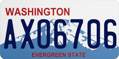 WA license plate AXO6706