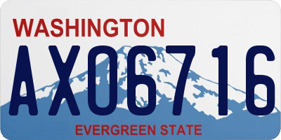 WA license plate AXO6716