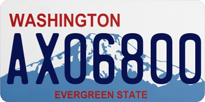 WA license plate AXO6800