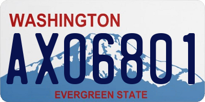 WA license plate AXO6801