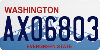 WA license plate AXO6803