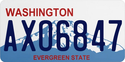 WA license plate AXO6847