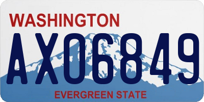 WA license plate AXO6849