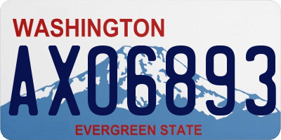 WA license plate AXO6893