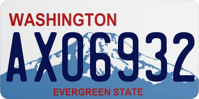 WA license plate AXO6932