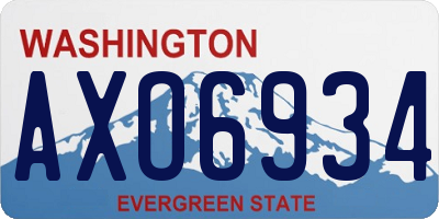 WA license plate AXO6934