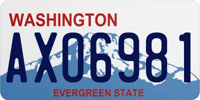 WA license plate AXO6981