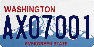 WA license plate AXO7001
