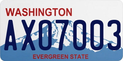 WA license plate AXO7003