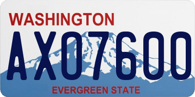 WA license plate AXO7600