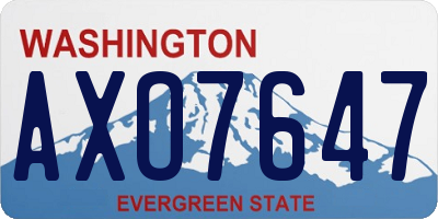 WA license plate AXO7647