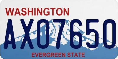 WA license plate AXO7650