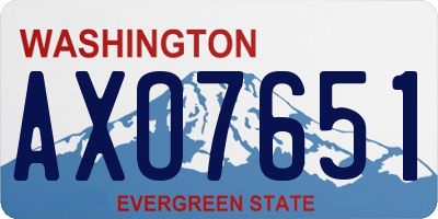WA license plate AXO7651