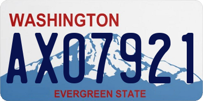 WA license plate AXO7921