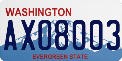 WA license plate AXO8003