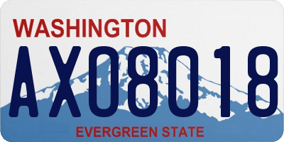 WA license plate AXO8018