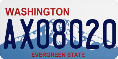WA license plate AXO8020