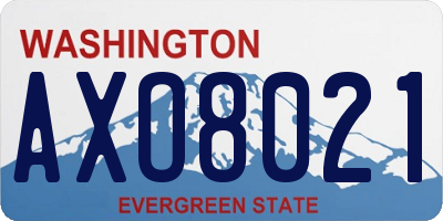 WA license plate AXO8021