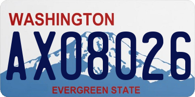WA license plate AXO8026