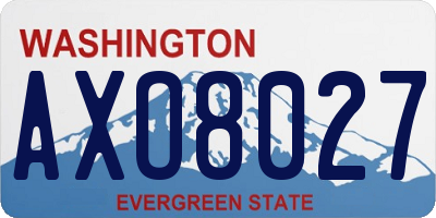 WA license plate AXO8027