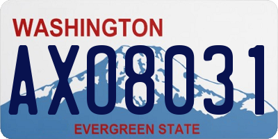 WA license plate AXO8031