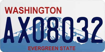 WA license plate AXO8032