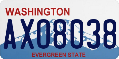 WA license plate AXO8038