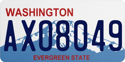 WA license plate AXO8049