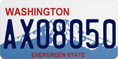 WA license plate AXO8050