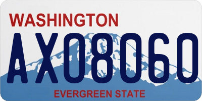 WA license plate AXO8060
