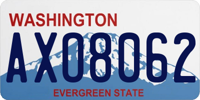 WA license plate AXO8062