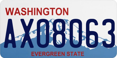 WA license plate AXO8063