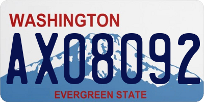 WA license plate AXO8092